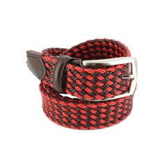 Ceinture cuir, tressée, Marron et rouge Robert Charles