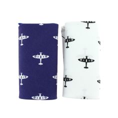 Set de 2 mouchoirs brodés. Avions Cravate Avenue Signature