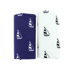 Set de 2 mouchoirs brodés. Voiliers Cravate Avenue Signature