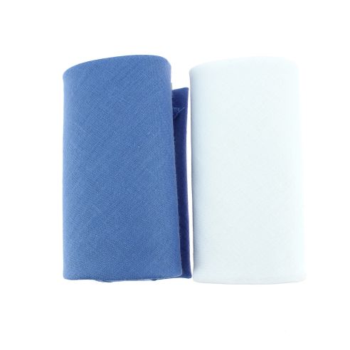 Set de 2 mouchoirs brodés. Bleu blanc Cravate Avenue Signature