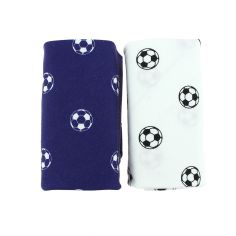 Set de 2 mouchoirs brodés. foot blanc Bleu Cravate Avenue Signature