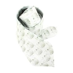 Cravate en soie, Léonard de Vinci L'Homme de Vitruve, gris Brochier Soieries 1890