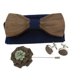 Coffret Hipster Marina. Noeud papillon en bois avec 3 accessoires. Tony & Paul