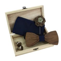 Coffret Hipster Marina. Noeud papillon en bois avec 3 accessoires. Tony & Paul 2