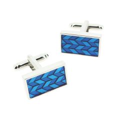 Boutons de manchette, Herringbone Bleu Simon Carter