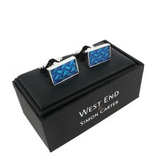 Boutons de manchette, Herringbone Bleu Simon Carter 2