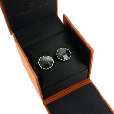 Boutons de manchette, Nacre grise Octogonale Simon Carter 2