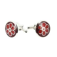 Boutons de manchette, Florence rouge. Emaillé Robert Charles 2