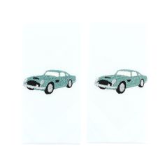 Set de 2 mouchoirs brodés. Voiture de collection Cravate Avenue Signature