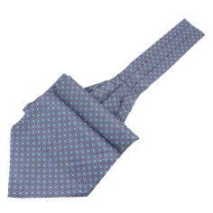 Foulard Ascot, Le britannique, fleurs carrées, rouges et Bleues Clj Charles Le Jeune