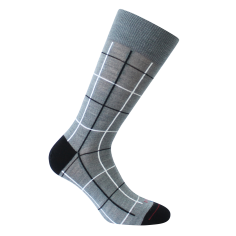 Mi-chaussette grise en laine, fins carreaux, Rétro, Labonal. Labonal