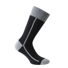 Mi-chaussette noire bicolore, Elegant style, coton bio. Labonal. Labonal