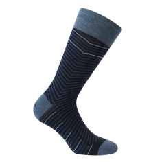 Mi-chaussette noire en laine, Chevrons Rétro, Labonal. Labonal