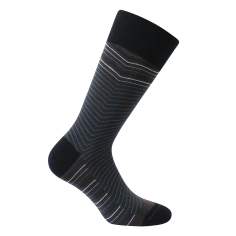 Mi-chaussette marron en laine, Chevrons Rétro, Labonal. Labonal