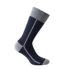 Mi-chaussette marine bicolore, Elegant style, coton bio. Labonal. Labonal