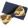 Coffret Moustache Noeud papillon en bois et pochette Bleu denim, Tony et Paul Tony & Paul