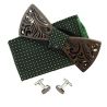 Coffret Feuilles vert anglais, Noeud papillon en bois et 2 accessoires. Tony & Paul Noeud Papillon