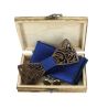 Coffret Feuilles Bleu roi, Noeud papillon en bois et 2 accessoires. Tony & Paul Noeud Papillon