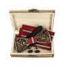 Coffret Feuilles rouges, Noeud papillon en bois et 2 accessoires. Tony & Paul Noeud Papillon