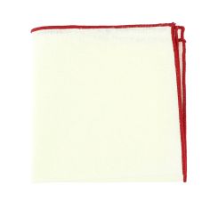 Pochette de costume, blanc cassé et ourlet rouge Clj Charles Le Jeune