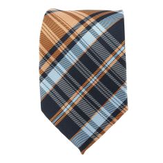 Cravate Tartan cuivre et Bleu Clj Charles Le Jeune