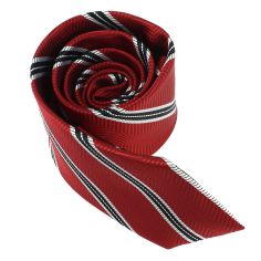Cravate rayée rouge satiné Clj Charles Le Jeune 2