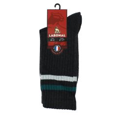 Mi-chaussette Anthracite rayure tennis semelle bouclette épaisse Labonal 2