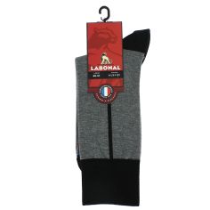 Mi-chaussette grise bicolore, Elegant style, coton bio. Labonal. Labonal 2
