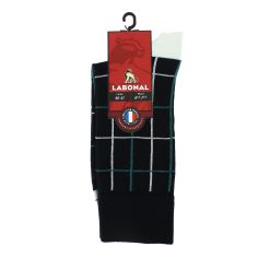 Mi-chaussette marine en laine, fins carreaux, Rétro, Labonal. Labonal 2