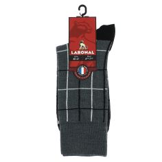 Mi-chaussette grise en laine, fins carreaux, Rétro, Labonal. Labonal 2