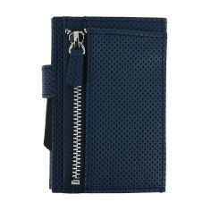 Porte carte Cascade for coin. Aluminium et cuir Végan. Traforato marine. Ogon Design. Ogon Designs