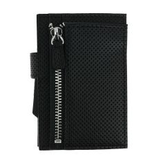 Porte carte Cascade for coin. Aluminium et cuir Végan. Traforato noir titane. Ogon Design. Ogon Designs