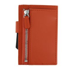 Porte carte Cascade for coin. Aluminium et cuir orange alu orange. Ogon Design. Ogon Designs