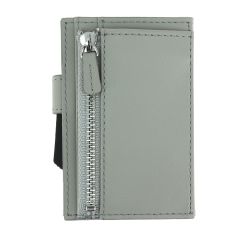 Porte carte Cascade for coin. Aluminium et cuir blaster alu argenté. Ogon Design. Ogon Designs