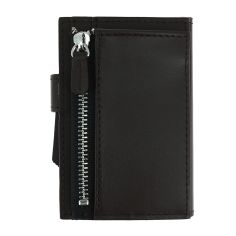 Porte carte Cascade for coin. Aluminium et cuir marron alu titanium. Ogon Design. Ogon Designs