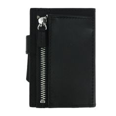 Porte carte Cascade for coin. Aluminium et cuir noir alu argenté. Ogon Design. Ogon Designs