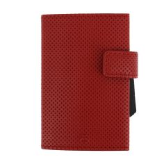 Porte carte Cascade, Aluminium et cuir vegan Traforato rouge, Ogon Design. Ogon Designs