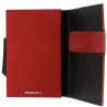 Porte carte Cascade, Aluminium et cuir vegan Traforato rouge, Ogon Design. Ogon Designs