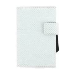 Porte carte Cascade Aluminium et cuir vegan Traforato blanc, Ogon Design. Ogon Designs