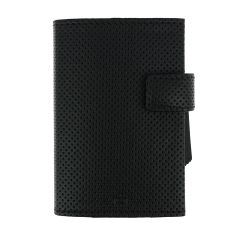 Porte carte Cascade, Aluminium et cuir vegan Traforato titane noir, Ogon Design. Ogon Designs