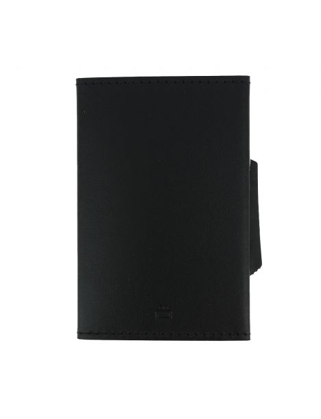 Porte carte Cascade Slim, Aluminium foncé et cuir noir, Ogon Design. Ogon Designs