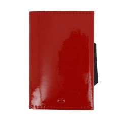 Porte carte Cascade slim Glossy, Aluminium rouge et cuir venis rouge, Ogon Design.