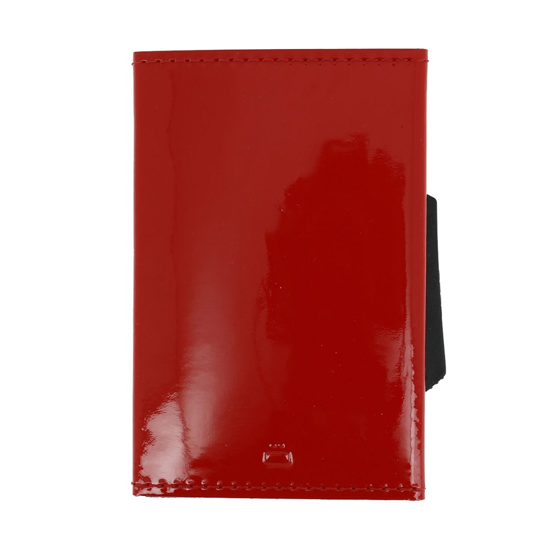 Porte carte Cascade slim Glossy, Aluminium rouge et cuir venis rouge, Ogon Design. Ogon Designs