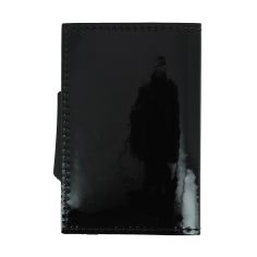 Porte carte Cascade slim Glossy, Aluminium noir et cuir venis noir, Ogon Design. Ogon Designs 2
