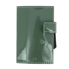 Porte carte Cascade, Aluminium et cuir glossy lichen, Ogon Design. Ogon Designs