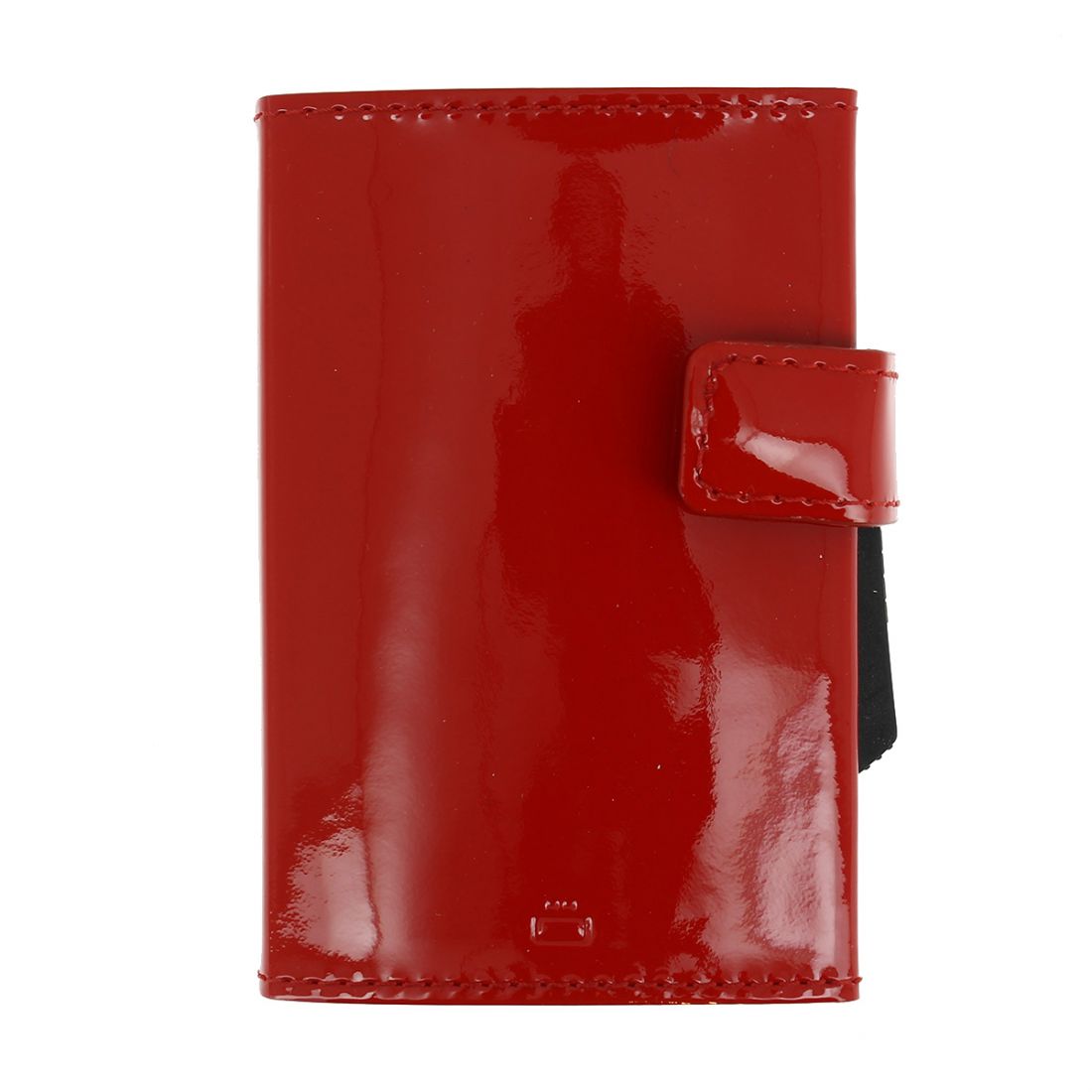 Porte carte Cascade, Aluminium et cuir glossy cherry, Ogon Design. Ogon Designs