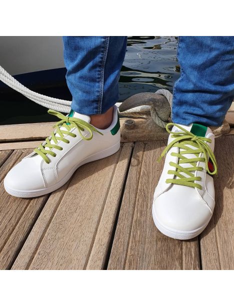 lacets sneaker, plats et large en coton, Vert Anis Les Lacets Français