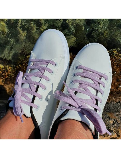 lacets sneaker, plats et large en coton, Mauve lilas Les Lacets Français