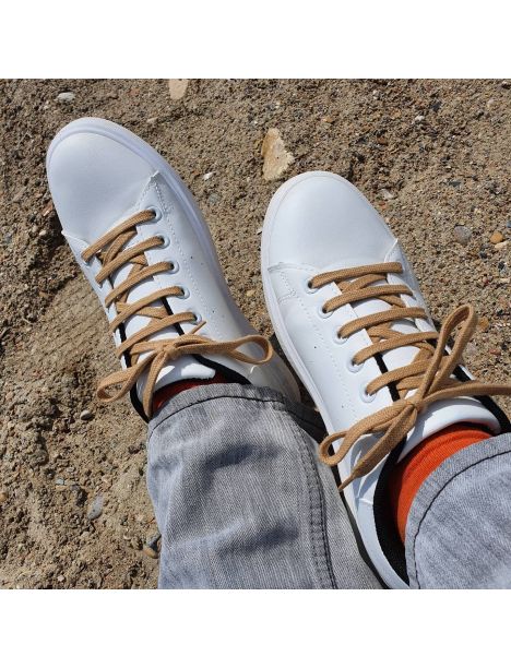 lacets sneaker, plats et large en coton, Sable Les Lacets Français