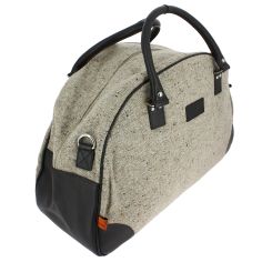 Sac Week End Folkstone en tweed beige et cuir marron foncé. Simon Carter London. Simon Carter 2